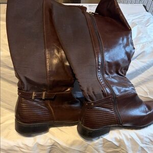Brown Leather Knee-High Boots